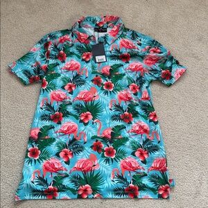 Yatta golf shirt flamingo print